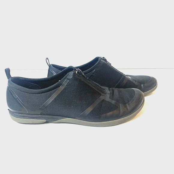 Merrell Shoes - Merrell Performance Black Leather Sneaker Shoes 1810878 Women's 9 Casual Flats